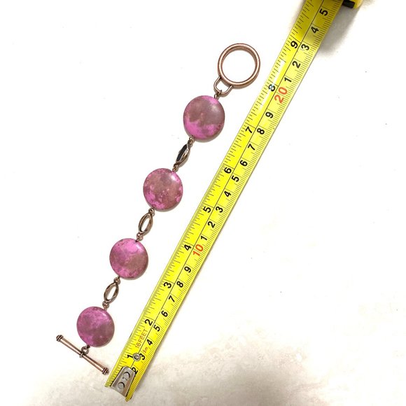 2/$20, Viva Magenta Agate Boho Bracelet, Chunky Bold Statement Copper Chain - Picture 6 of 9